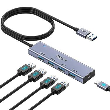 Imagem de Hub USB 3.0, TSUPY USB Splitter Extensor USB de Alumínio com Cabo de Extensão de 1,2 m, 4 Portas USB 3.0 + USB C Multiportas Expansor 5Gbps Slim USB Data Hub para MacBook, Surface, PS4, Flash Drive,