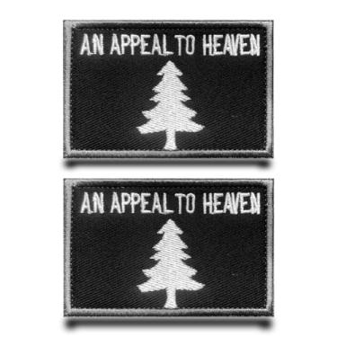 Imagem de Emblema militar tático preto "an Appeal to Heaven" com emblema engraçado bordado com gancho e laço para jeans, bonés, mochilas, jaqueta, colete, bolsas, roupas, chapéus
