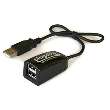 Imagem de Plugable Divisor USB 2 em 1 com duas portas USB 2.0, compatível com Windows, Linux, macOS, Chrome OS, Hub USB multiportas para laptops