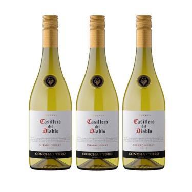 Imagem de Kit Vinho Casillero Del Diablo Chardonnay Branco 750ml 3uni - Concha Y