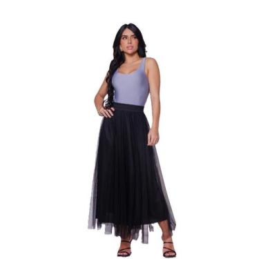 Imagem de Saia Tule Mídi Longa Forrada Lisa Moda Modesta Evangélica - Yasmim Mod
