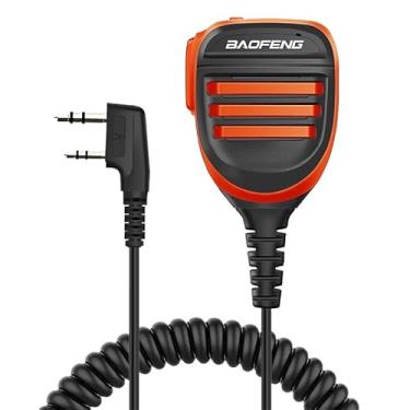 Imagem de BAOFENG BF-F8HP Microfone alto-falante duplo PTT microfone portátil à prova d'água atualização do microfone BF original para rádio amador GMRS 2 pinos K laranja compatível com UV-K5 UV-82 UV-S9 Plus