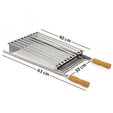 Imagem de Grelha Parrilla Tipo Argentina Pantheon 30x40cm Cabo de Madeira Cód: 9