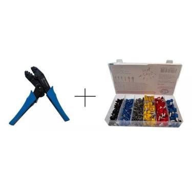 Imagem de Alicate Crimpar Terminal + 470 Pcs Terminais Ilhos Tubular - DM FERRAM