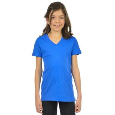 Imagem de Blusa Algodão Decote V Infantil Feminina Fenomenal, Azul royal, 16