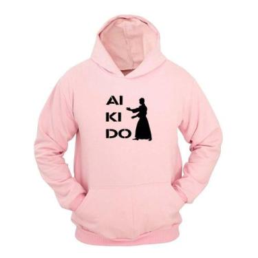 Imagem de Moletom Masculino Canguru Ragor Estampa Aikidô Capuz, Rosa, GG