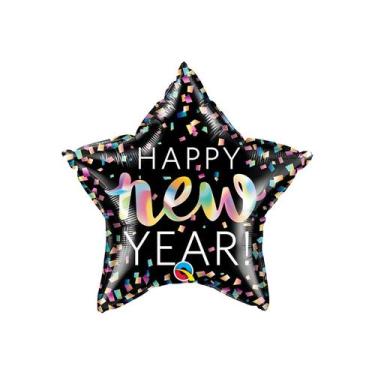Imagem de Balão de Festa Microfoil 20" 51cm - Estrela Happy New Year Iridescente
