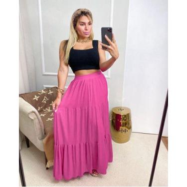 Imagem de Saia Longa Babado Camadas 3 Marias - Luh May, M, Rosa