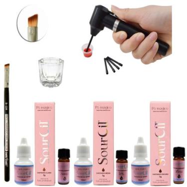 Imagem de Kit Design de Sobrancelha  3 Henna Sourcil Vegana + Pincel Chanfrado M