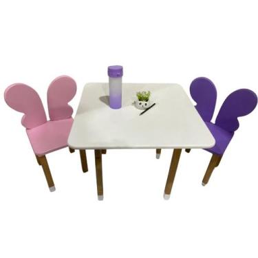 Imagem de Conjunto Mesa Mesinha C/2 Cadeira Infantil Borboleta - Móveis mjl, Col
