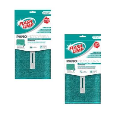 Imagem de Kit 2 Pano Microfibra de Chão C/ Furo para Rodo ou Mop 50x60 Flash Lim