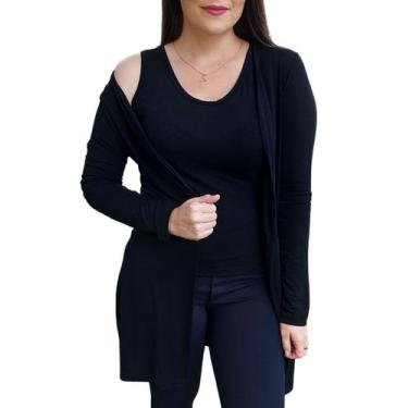 Imagem de Conjunto Cardigan Manga Longa Alongado com Regata Kimono Feminino em M