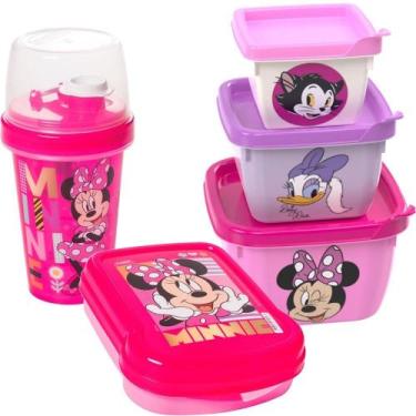 Imagem de Kit Lanche Escolar C/ Garrafinha 320ml Infantil Minnie Rosa - Plasutil