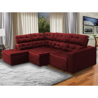 Imagem de Sofá de Canto Chaise E 293x220Cm Retrátil Reclinável Mola Bonnel Prime