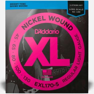 Imagem de Cordas Para Baixo D Addario Xl Nickel Wound Exl170-5 5 Cordas Escala Longa .045-.130