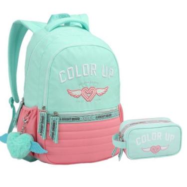 Imagem de Kit Mochila e Estojo Escolar Feminina ColorUp Para Notebook - Seanite,