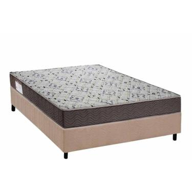 Imagem de Conjunto Box Casal: Colchão Anatômico Ortobom D45 ISO 150 Mega Firme + Base CRC Suede C...