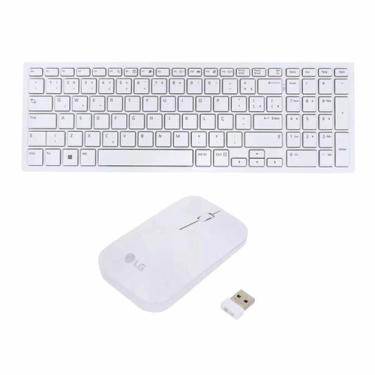 Imagem de Teclado e mouse sem fio com receptor lg all in one branco
