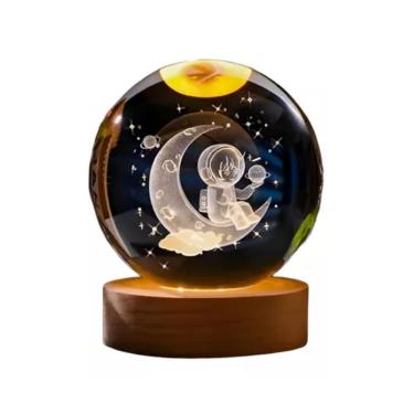 Imagem de Luminária 3d Led de Mesa Bola de Cristal Design Elegante