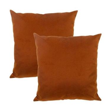 Imagem de Kit 2 Capas para Almofada em Veludo Liso 43x43 com Enchimento 50x50 Vá