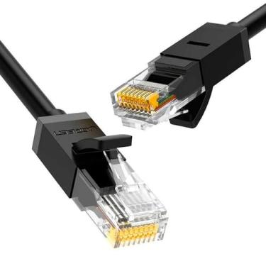Imagem de Cabo de Rede RJ45 Cat6 UTP 1000Mbps 5 Metros Preto Conexão Alta Velocidade Ideal para Escritórios e Residências Transmissão de Dados Estável e Rápida