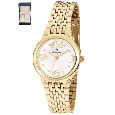 Imagem de Kit Relógio Champion Semi Joias Dourado Ch24919w - Cor(dourado) Tamanho(unico)