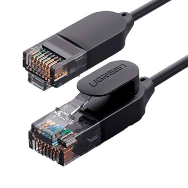 Imagem de Cabo de Rede Rj45 Cat6A UTP Ethernet Macho 1Metros Preto Velocidade de Transmissão 10Gbps