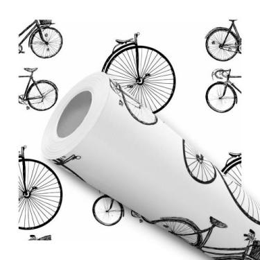 Imagem de Papel De Parede Adesivo Lavável Bicicleta Bike Preto Branco Desenho - 