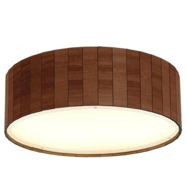 Imagem de Luminária Plafon Redondo Madeira 50cm para sala Casa Lustre imbuia - C