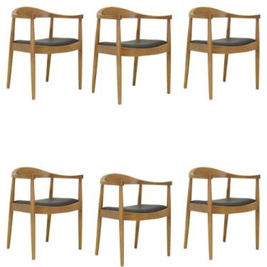 Imagem de Kit 6 Cadeiras Decorativas Sala e Escritório Colonial Madeira Bege G56