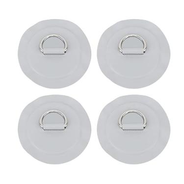 Imagem de equlup 4 peças de remendo de anel D, 8 cm / 3,1 polegadas de diâmetro de aço inoxidável anel D patch circular para barco inflável PVC prancha de surf caiaque canoa stand up paddleboard (cinza)