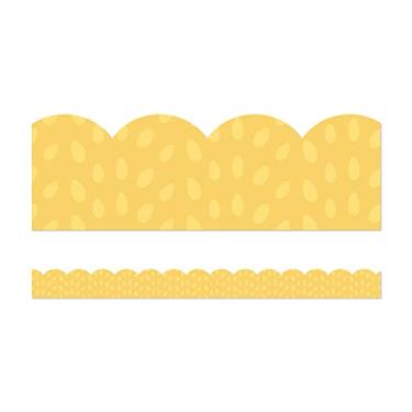 Imagem de Carson Dellosa Grow Together, bordas amarelas para quadro de avisos, 10 metros de bordas de sala de aula de bolinhas amarelas recortadas para quadro de avisos, quadro branco, quadro de cortiça, decoração de quarto e decoração de sala de aula