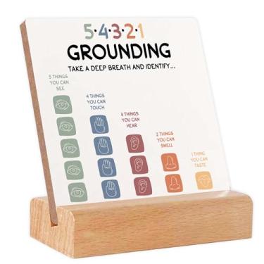 Imagem de Presentes de saúde mental, presentes de conselheiro escolar, decoração essencial para escritório de aconselhamento escolar, placa de madeira para terapia de ansiedade com suporte de madeira, presente