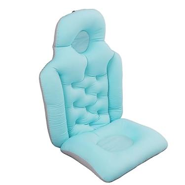 Imagem de Travesseiro de Banho para Corpo Inteiro Adulto, Suporte para Cabeça e Pescoço, Secagem Rápida, Alta Elasticidade, Almofada para Banheira Com Furo Suspenso (Azul)