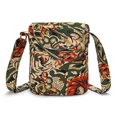Imagem de OPQRSTU Bolsa de ombro feminina retrô tamanho pequeno de lona estilo hippie Hobo bolsa tiracolo casual, Verde militar