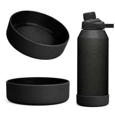 Imagem de Linkidea Pacote com 2 botas de garrafa de água compatíveis com CamelBak Chute Mag 1,134 g, protetor de silicone antiderrapante para garrafa inferior (preto)