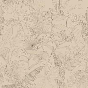 Imagem de VEELIKE Papel de parede tropical taupe terroso papel de parede com desenho de palmeira para quarto, banheiro, 48 x 38 cm, papel de parede de folha boho removível pré-colado, descasque e cole papel de