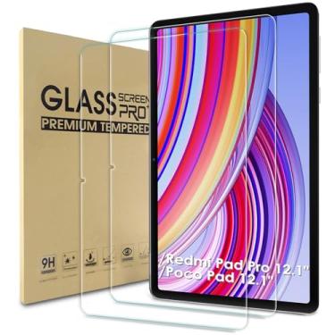 Imagem de WD&CD Pacote com 2 protetores de tela compatíveis com Xiaomi Redmi Pad Pro 12,1 polegadas / Xiaomi Poco Pad, vidro temperado compatível com capa para Redmi Pad Pro 12,1 polegadas