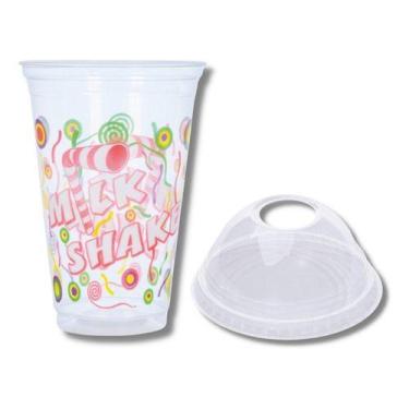 Imagem de 100 Un. De Copo P/ Milk Shake 550 Ml. + Tampa Bolha C/ Furo - TAMAROZZ
