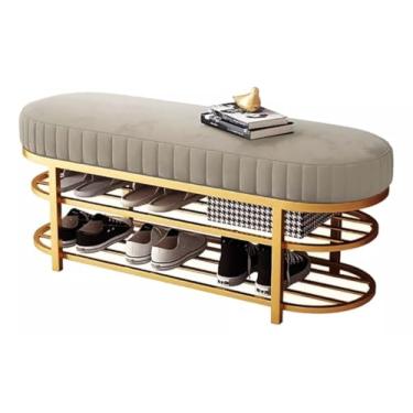 Imagem de Banco Puff Recamier Sapateira Glow 110 Cm Base Em Aço Veludo Bege - Loja Monte Belo