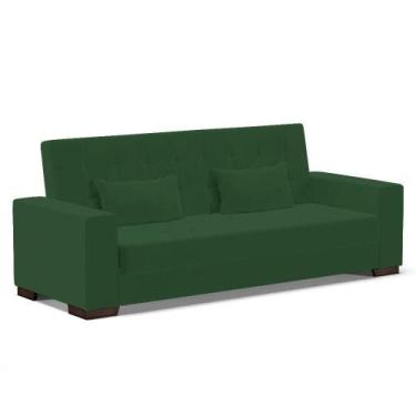 Imagem de Sofá Cama 02 Lugares Veludo Verde Pés De Madeira - DROSSI
