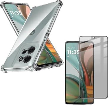 Imagem de Capa Capinha Anti Impacto + Película Premium Privacidade 3D de Vidro Temperado Compatível Com Moto G75 5G - (Hard Glass Store)