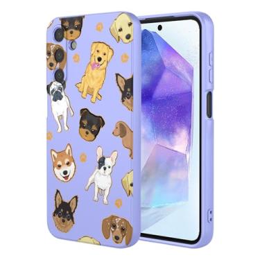 Imagem de KOARWVC Capa de telefone para Galaxy A55, capa para Samsung A55 SM-A556, design de padrão de gato, fina, protetora, macia, amortecedora, para Samsung Galaxy A55, cachorro roxo