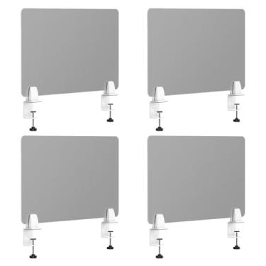 Imagem de Yeaborn Divisor de mesa 4 peças painel de privacidade de mesa 60 cm C x 48 cm L divisórias de escritório cinza painel acrílico pacote com 4 divisórias divisórias de mesa com base universal ajustável