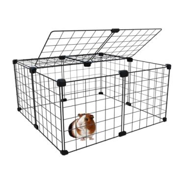 Imagem de Cercado Gaiola Pet para Porquinho da Índia 60x60cm com Teto 30cm Altura Tela Aramada Malha de 5cm (Branco)