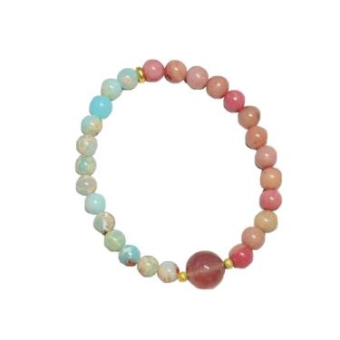 Imagem de hakeng Pulseira elástica de ametista natural e cristal de quartzo transparente, roxa e transparente, Small, Cristal, Sem Pedra Preciosa