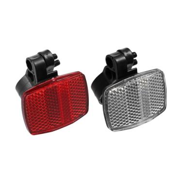 Imagem de REPAIROCK 2 peças de kit refletor dianteiro traseiro para bicicleta de montanha refletores de aviso de segurança para guidão selim e ciclismo noturno vermelho e branco peças de reposição automotivas