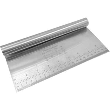 Imagem de Espátula Inox Cortador com Régua para Massas Pão Raspador de Chocolate Divide Pizza Corta Legumes Confeitar 22cm Medidor de Tamanho