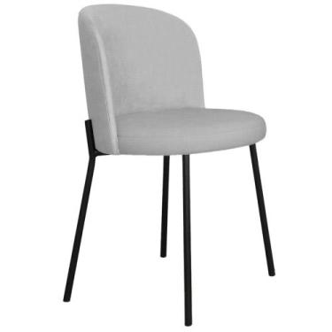 Imagem de Cadeira Decorativa Elegance Base Preto Linho Cinza - Montanaris Decor 