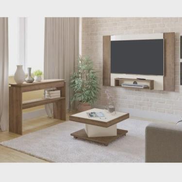 Imagem de Sala de Estar com Painel para TV até 40 Polegadas Mesa de Centro Saara e Aparador Creta